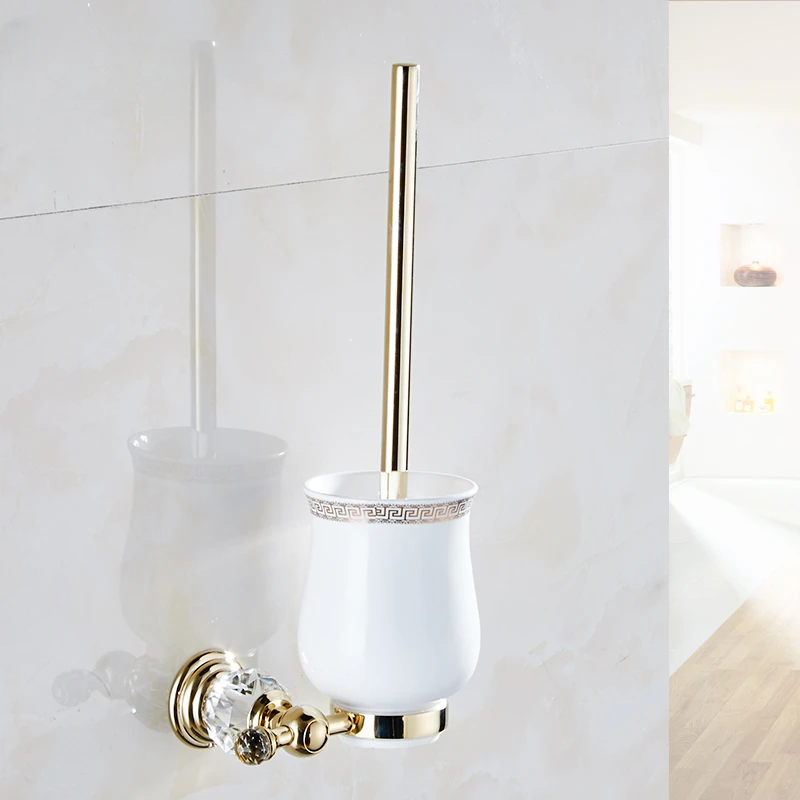 Crystal Toilet Brush European Bathroom Cup Holder Creative Bath Pendant Suspended Wall Mount Easy Clean Stylish Utility