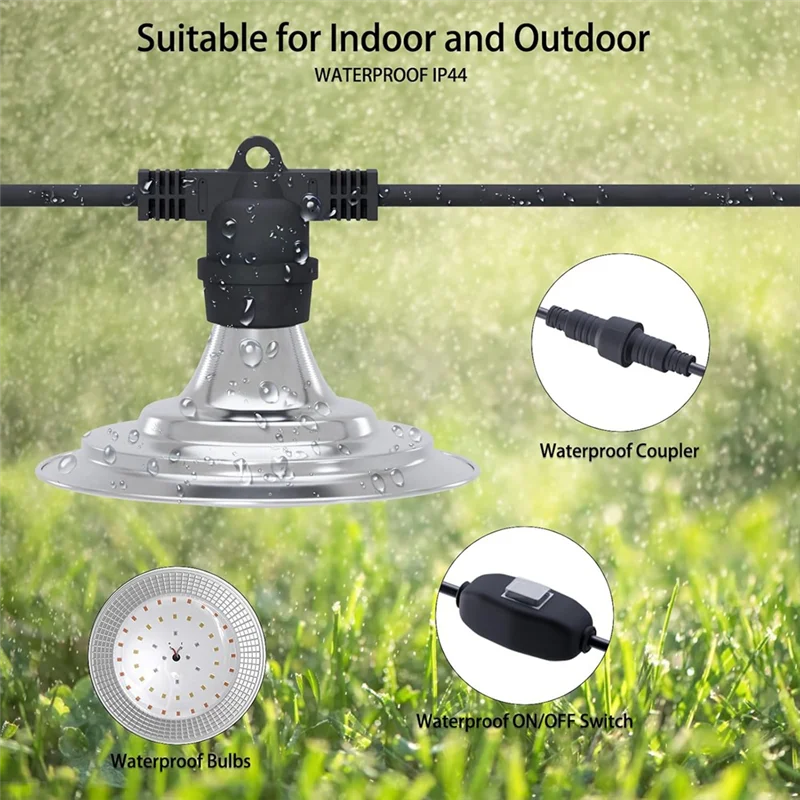 A98E-6 Light Outdoor LED Grow Lights Waterproof Full Spectrum Greenhouse Lights For Plants,21FT Adjustable