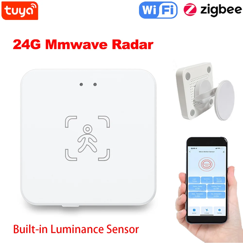 24G Tuya Zigbee Human Presence Detector Smart Human Body PIR Sensor Radar DetectorMotion Sensors Support Home Assistant