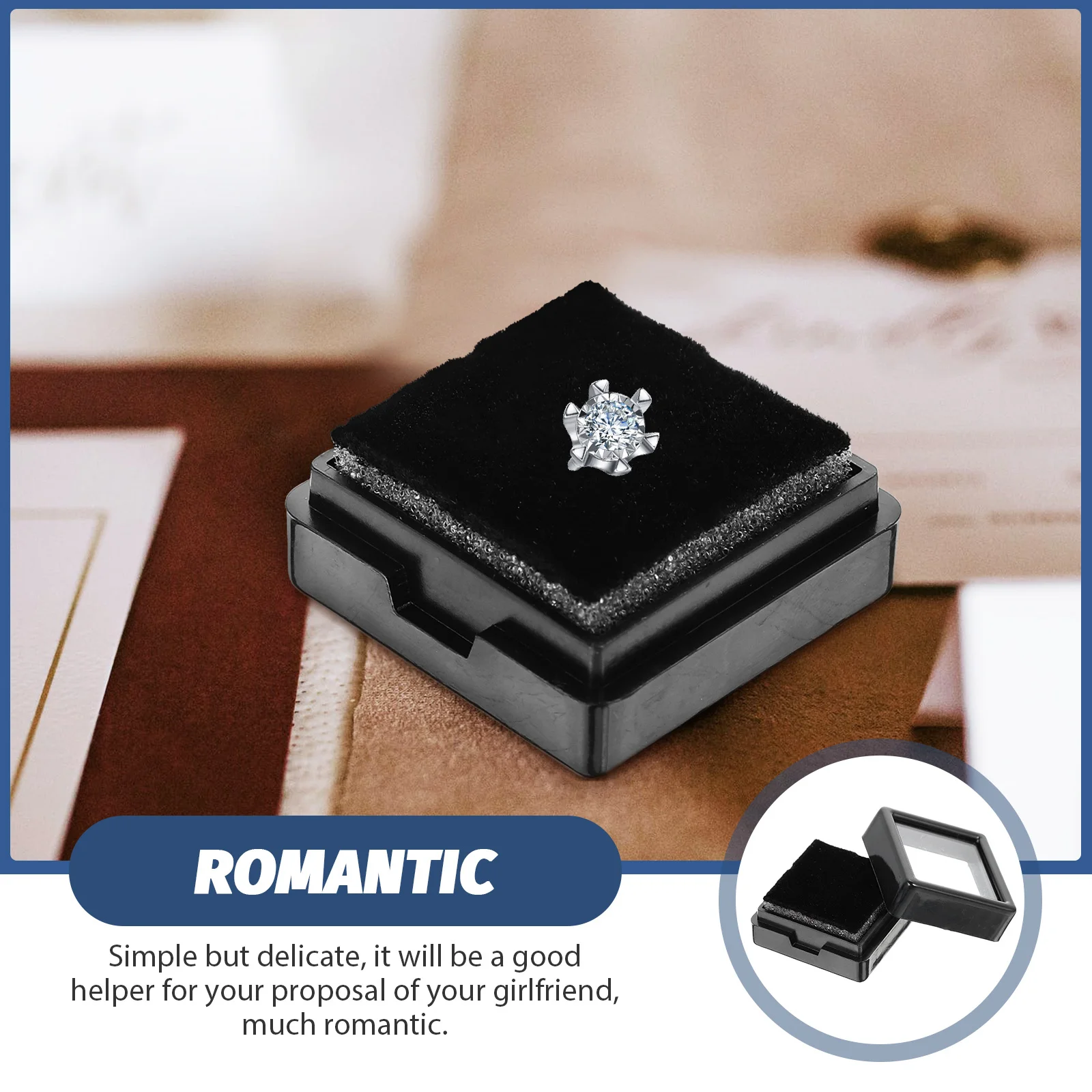 

20Pcs Acrylic Ring Storage Box ABS Sponge Jewelry Organizer Romantic Proposal Wedding Case Ring Box Sponge Jewelry Organizer