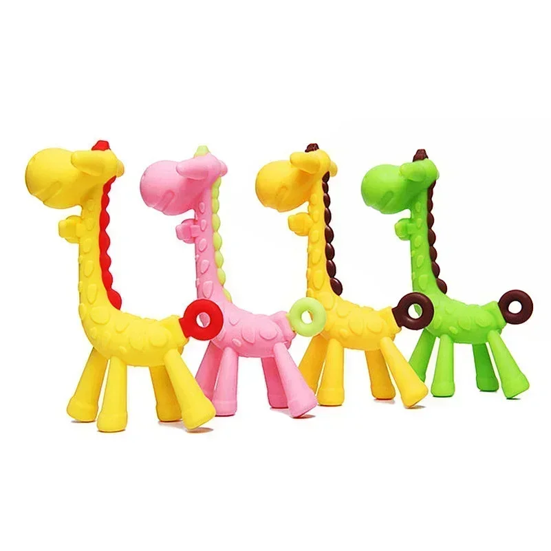 Cute Baby Molar Teethers Toy Soft Silicone Giraffe Rabbit Cartoon Teething for Babies Relief Gums Pain Toys Newborn Essentials