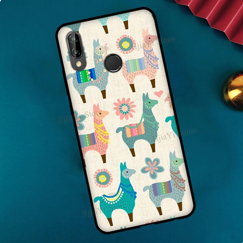 Cartoon Alpaca Llama Silicone Case For Huawei P30 Lite P40 P20 Pro P Smart Z 2021 2019 Mate 20 Lite Case Cover