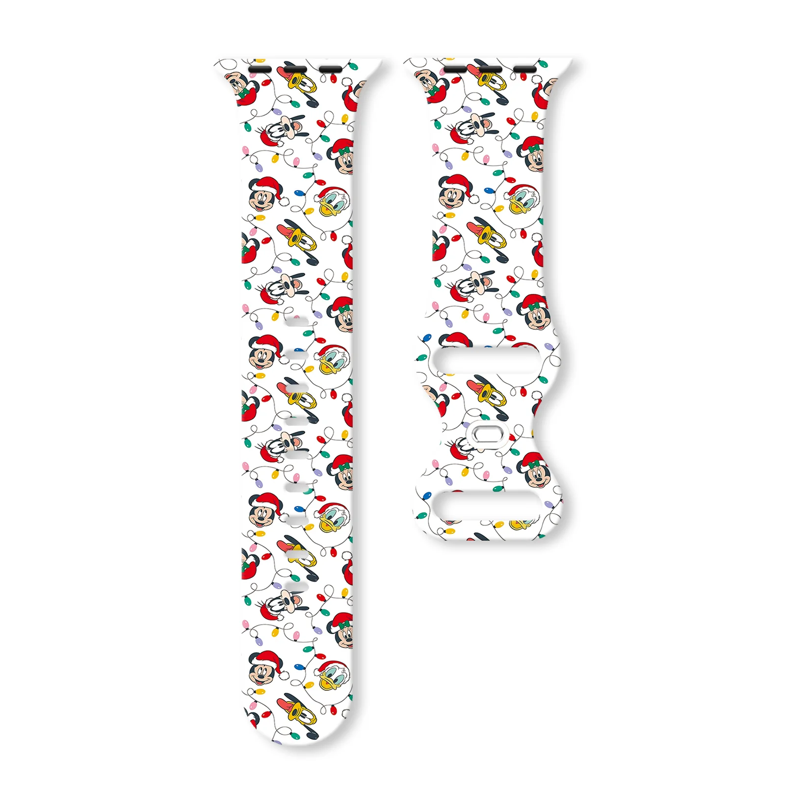 

Disney Christmas Theme Series Print Strap for Apple Watch 11/10/9/8/SE, Soft Waterproof Replacement Silicone Band 45mm/44mm/42mm