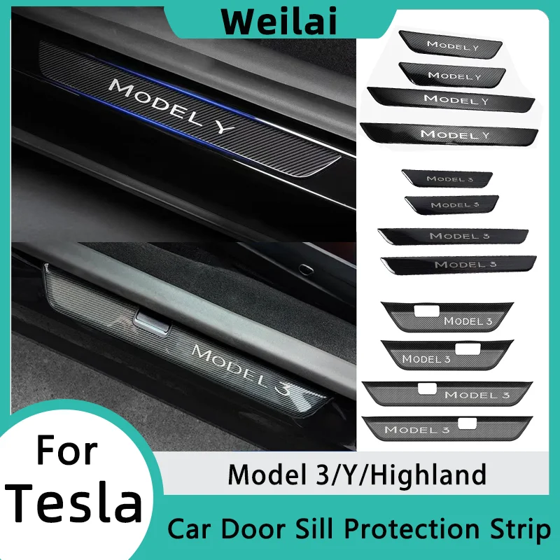 

Защитная полоса на порог для Tesla Model 3 Highland для модели Y 2025, передняя и задняя накладка на педаль из нержавеющей стали, автомобильные аксессуары