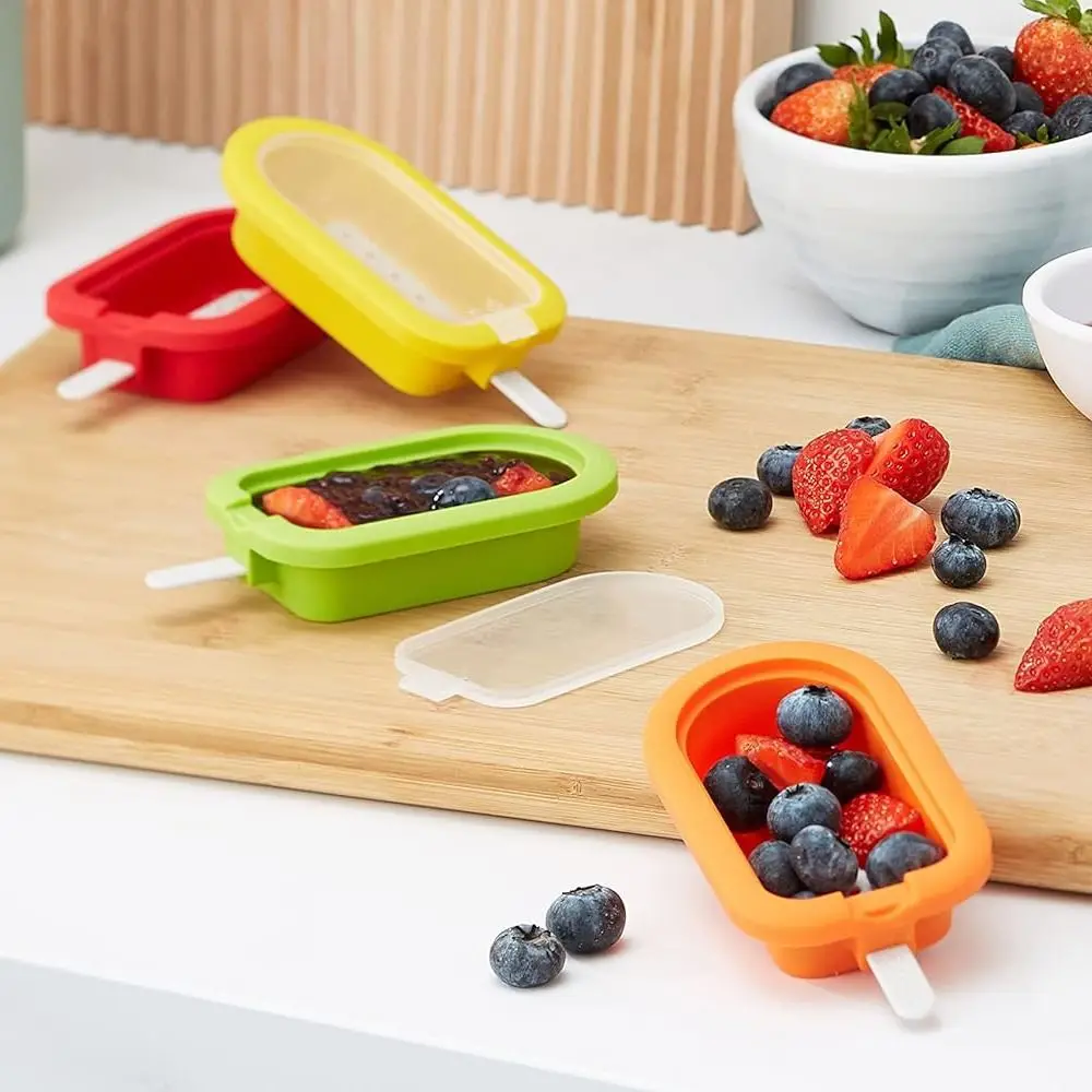 

Ice Pop Mold With Lid and Sticks Silicone Popsicle Mould Easy To Demould Stackable Popsicle Maker Reusable Ice Cream Mold Juice