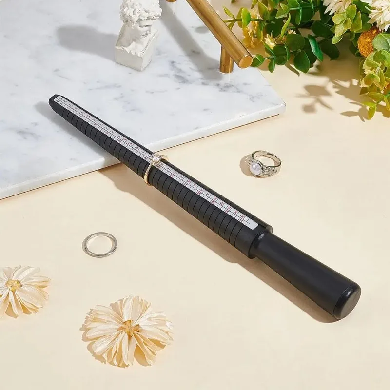 US/UK Dual Scale Plastic Ring Sizer Mandrel Portable Finger Measuring Stick Tool for Jewelry Making Craft Supplies