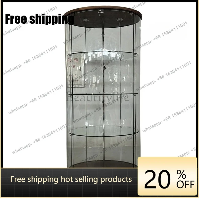 

zj.Italian minimalist wine cabinet high-end glass transparent display cabinet with lamp and lock decorative cabinet