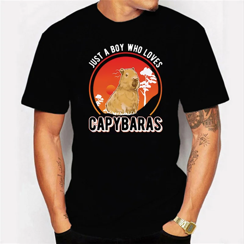 

Забавная мужская футболка большого размера «Просто мальчик, который любит капибары», удобная повседневная футболка для мужчин, которая наслаждайтесь уникальной одеждой