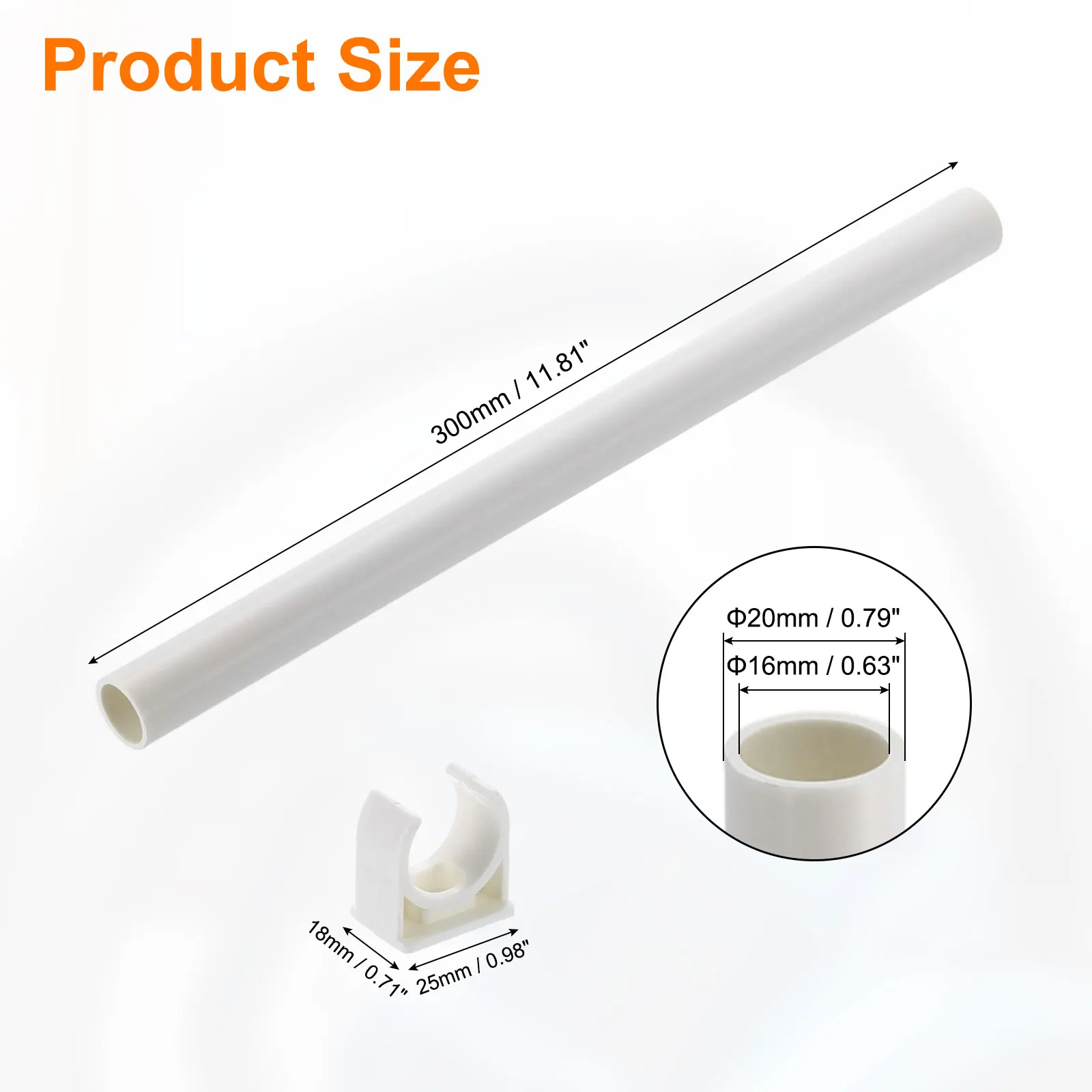 1/2Set Length 300/500mm PVC Rigid Tube Round Pipe Tubing Plastic Tube with Clamps for Aquarium Water Cooling System Cable Sleeve