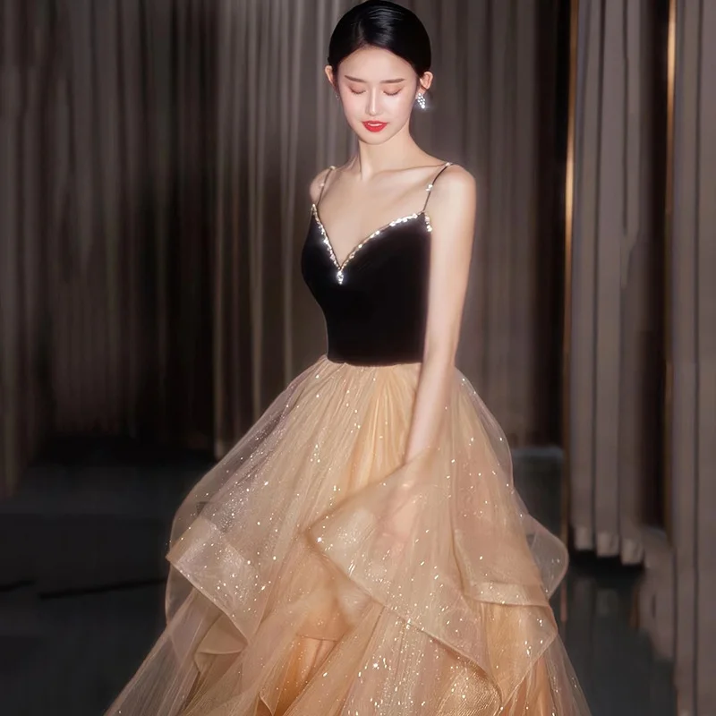 

Sexy Ele Long Dr Birthday Coming-of-Age Ceremony Wedding Engagement Par Dr High Waist Princ Ball Gown