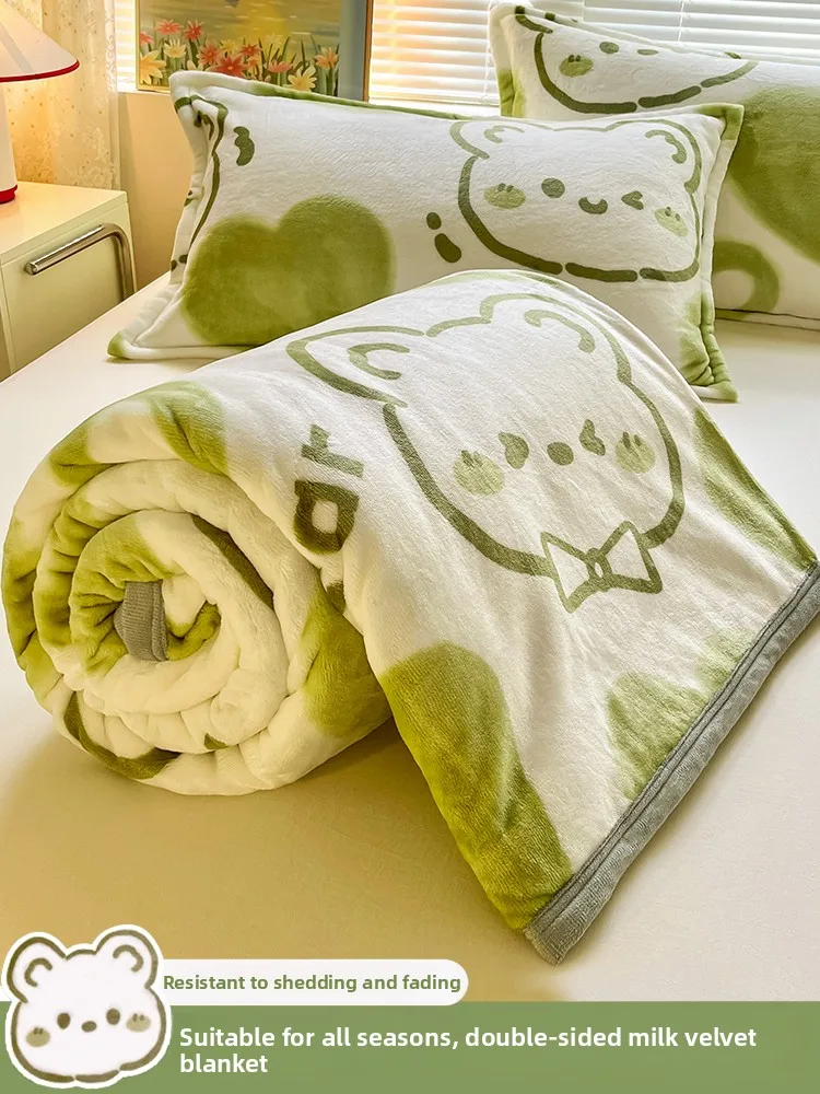 

Modern mat Milk Coral Velvet Blanket for Office Sofa Summer Nap Thin Small Bed Cover Polyester Fiber Cartoon Pattern