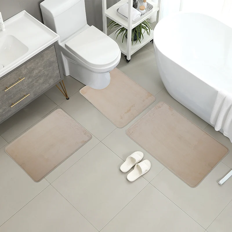 Three Piece Toilet, Bath Floor Mat, Shower Mat, Bath Absorbent Mat, Non Slip Carpet, Soft and Comfortable, Laundry Room.