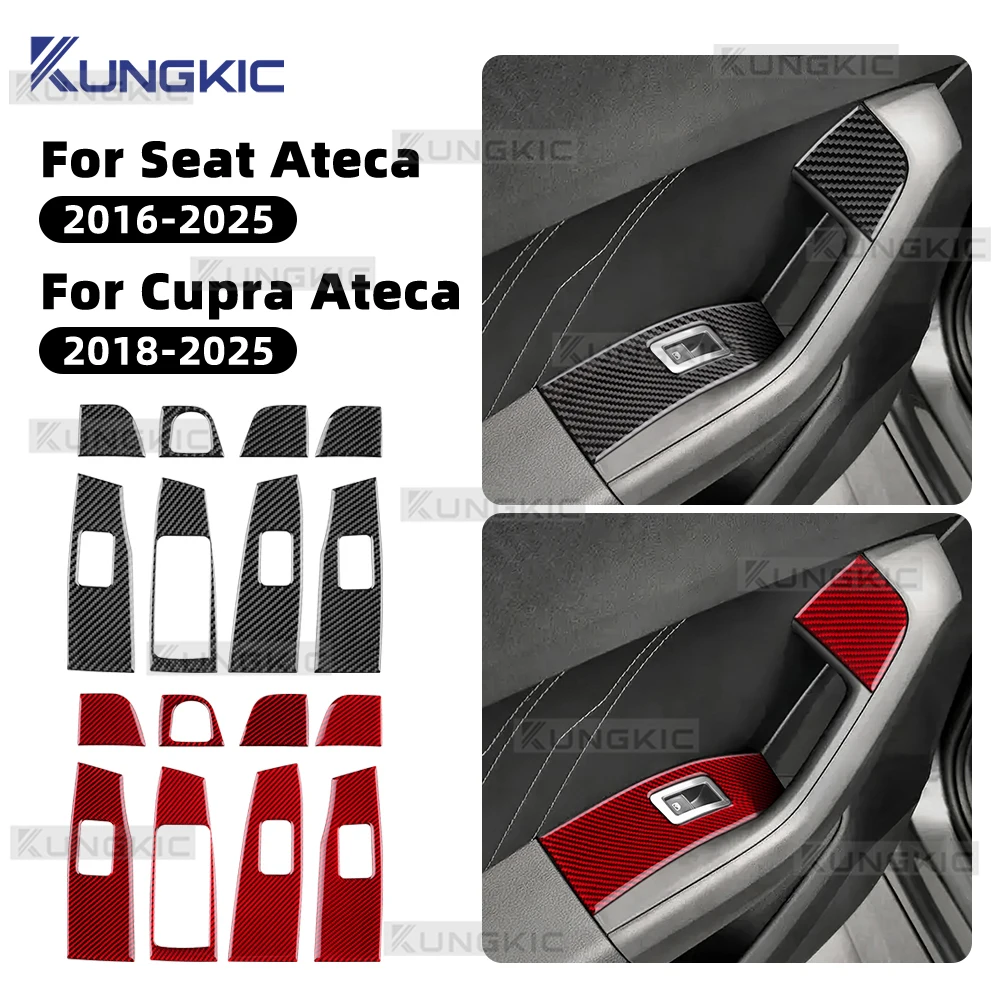 

Настоящая мягкая наклейка из углеродного волокна для SEAT Ateca 5F 2016-2025 для Cupra Ateca 5F 2018-2025 LHD RHD, кнопка подъема окна автомобиля, отделка