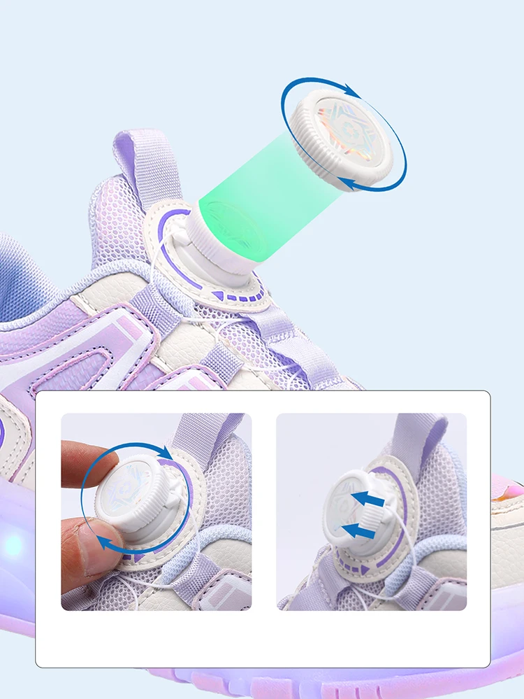 Kinder Vier Räder Leuchtende Leuchtende Turnschuhe Schwarz Rosa Led Licht Rollschuh Schuhe Kinder Led Schuhe Jungen Mädchen USB Lade – Detail 12