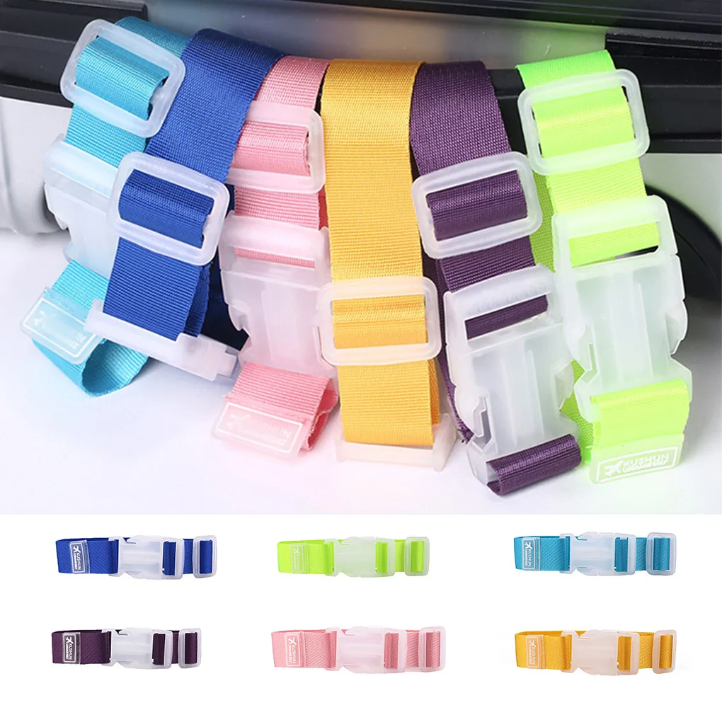 Adjustable Luggage Strap Anti-lost Clip Bag Fixing Travel Nylon Belt Suitcase Bag Hanging Buckle Strap Orange Yellow