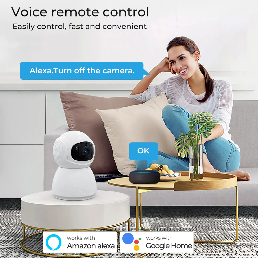 Tuya Smart 1080P FHD CCTV Camera Camera AI Auto Tracking PIR Motion Human Detection Camera Two Way Voice Indoor Home Security