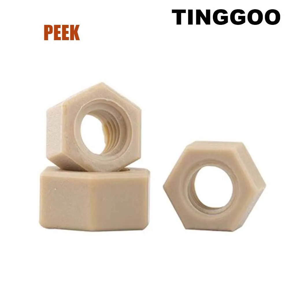

1/3pcs DIN934 M2 M2.5 M3 M4 M5 M6 M8 M10 M12 M14 M16M20 PEEK High-strength High-temperature Resistant Insulation Hex Hexagon Nut