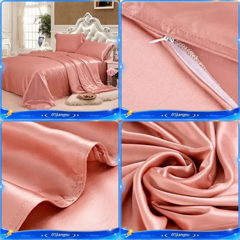 100% Mulberry Silk Duvet Cover 19MM Seamless Pure Silk Bedding Solid Color Custom Size Luxury Soft Hypoallergenic Quilt Cover