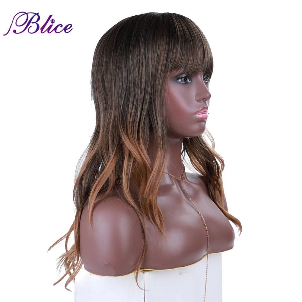 Blice Synthetic Curly Wig Natural Wave Women Wigs Mixed Color Fashion Omber Style 20 Inch Long Length With Natural Hair Line