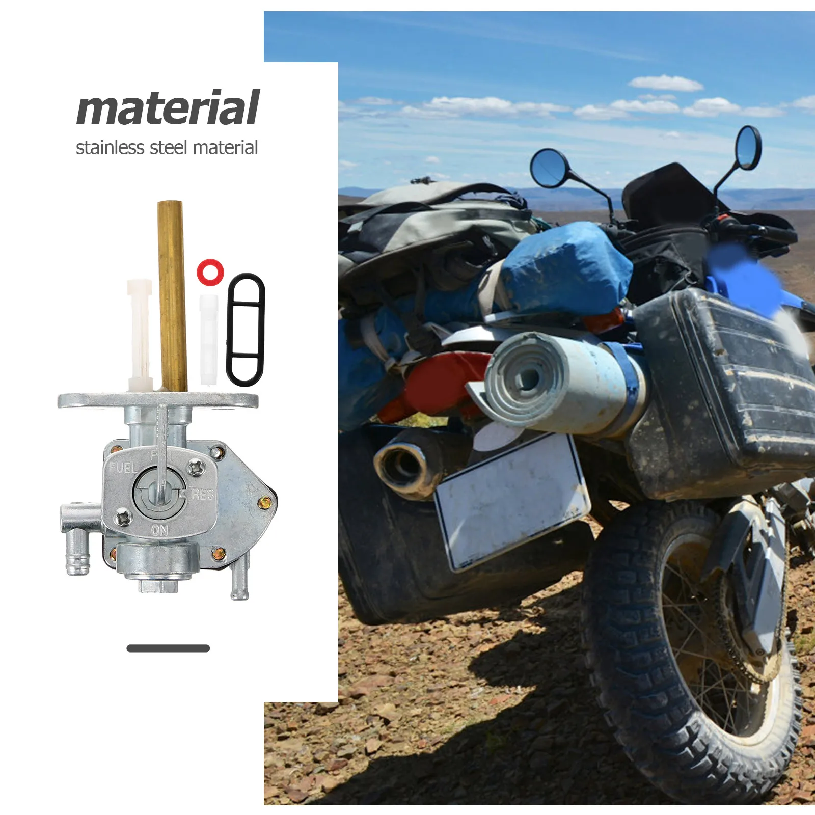 

Stainless Steel Fuel For Motorcycle Scooter Replaceable Gas Oil Leakproof Durable Lightweight Small Oil Valve Motorbike Parts