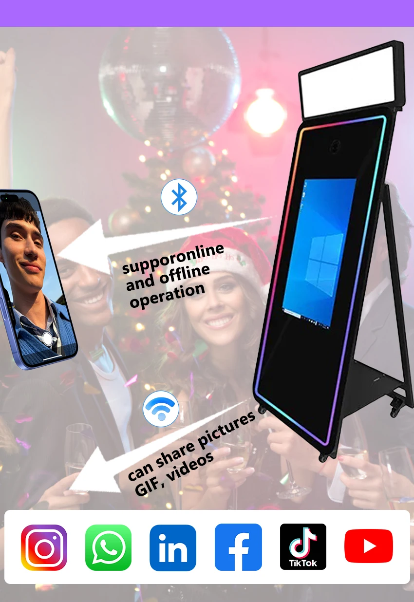 15.6 Inch Smart Selfie Magic Mirror Photo Booth DSLR iPad Frame Hire Kiosk Master Bag All Encompassing