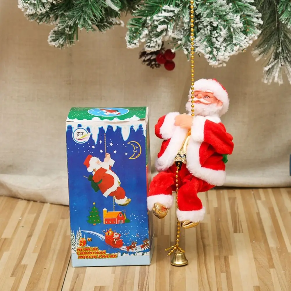 

Electric Santa Claus Climbing Ladder Chimney Climb Rop Climbing Santa Claus Doll Christmas Decoration Double Ladder Santa