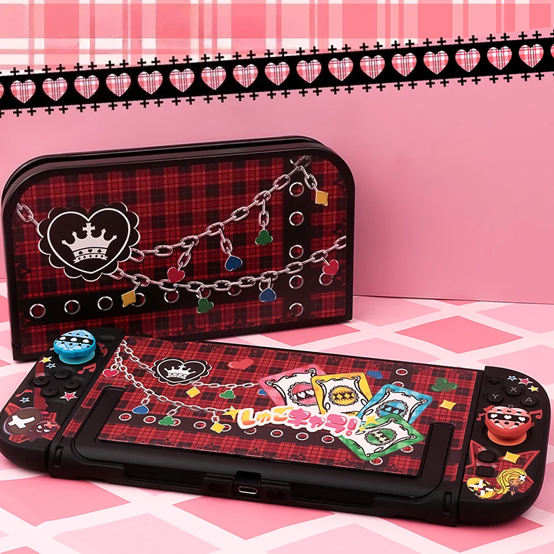 Cute Amu-Themed Protective Case compatible with Switch 2 - Black Detachable Shell NS2 (2025) PC Hard Shell / Thumb Grip Caps