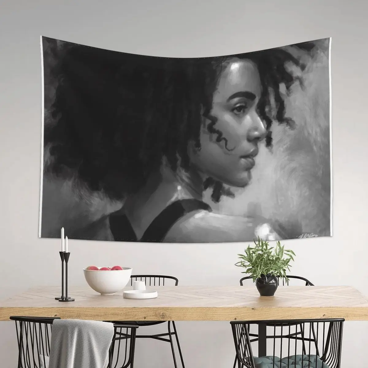 

Nathalie Emmanuel Charcoal Tapestry Home Decorations Aesthetic Bed Room Decoration Decor Home Wall Decorations Tapestry