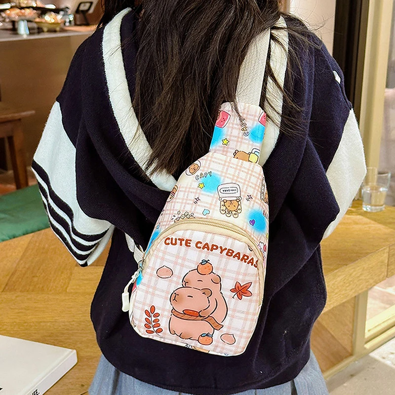 Sac à bandoulière de dessin animé Capybara, sac de poitrine au beurre mignon, sac de rangement multifonctionnel, décorations pour la maison, cadeaux pour enfants