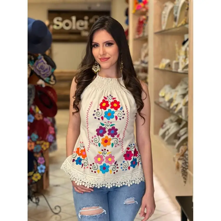 

2024 Women's New Fashion Embroidered Top Sleeveless Loose Retro Casual Summer Chic New Style Women's Tops