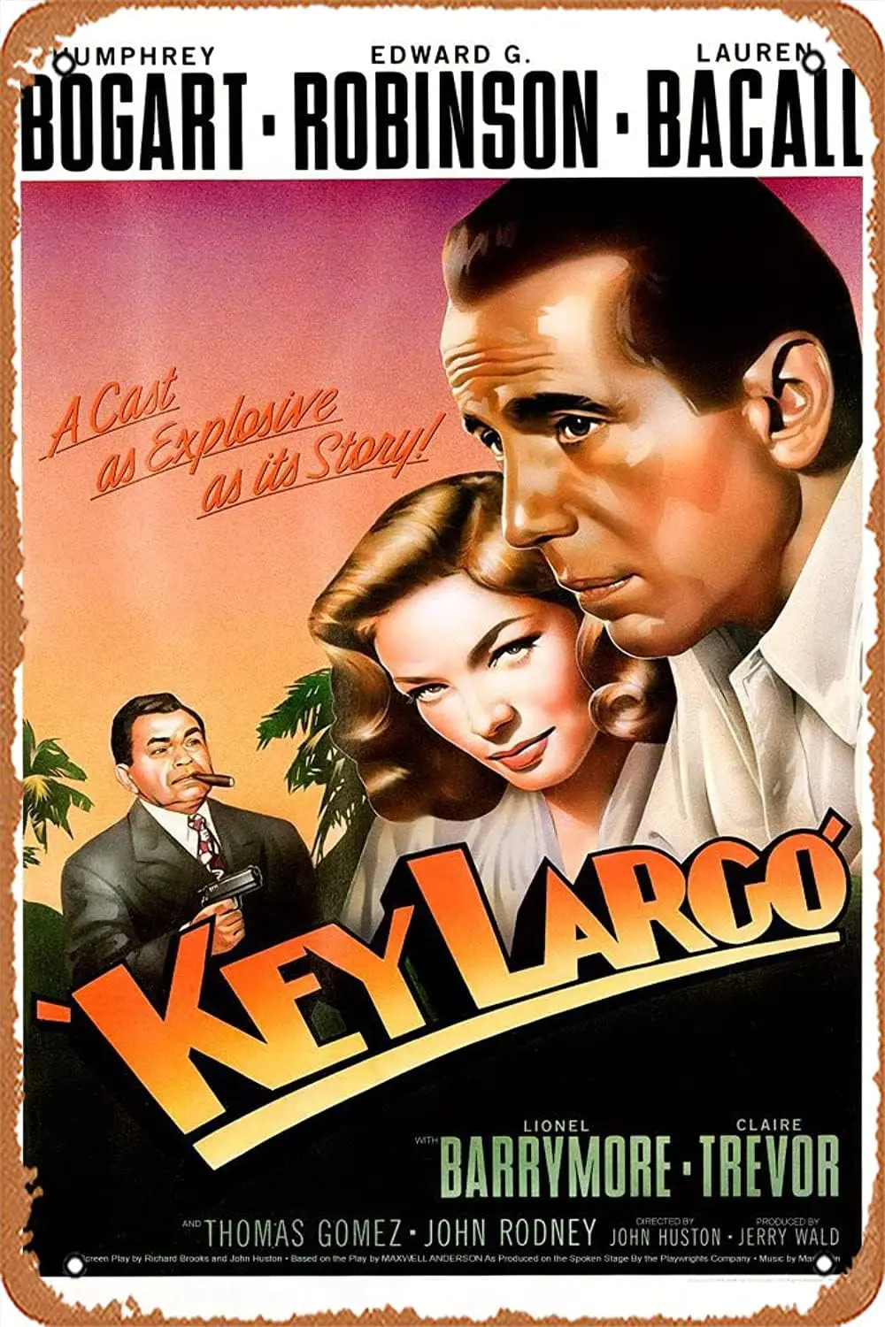 Movie Poster Classic Metal Sign Key Largo (1948) Wall Art Decor Tin Sign-8x12inch