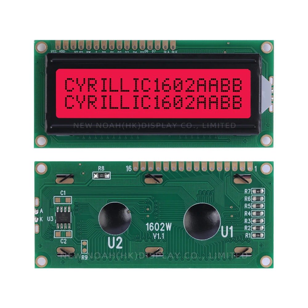 Cyrillic Red Light Black Letters 1602W 3.3V LCD Character Screen 1.6 Inches 64*16MM Controller ST7066U Multiple Word Libraries