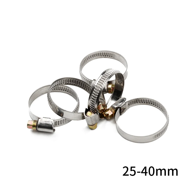 5Pcs/set Adjustable Hose Pipe Clamps Stainless Steel Hose Clips Fuel Pipe Clamps for Pipe Worm Gear Drive Durable Anti-oxidation