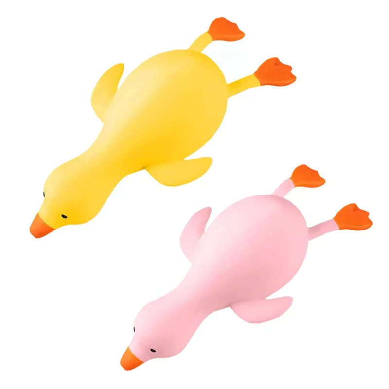 2pcs Cute Soft Duck Goose Squishy Toy Stretchable Squeeze Stress Relief Decompression Fidget Toy for Kids Adults Best Friend Gif