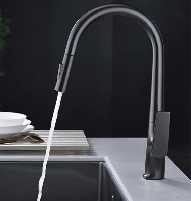 Tirare il rubinetto Rubinetto per piastra di lavaggio da cucina Pistola semplice Grigio Nero