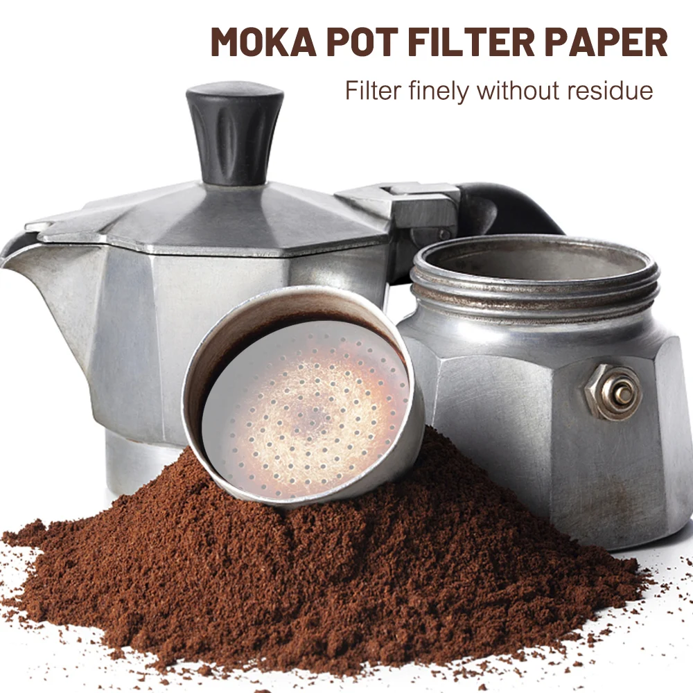 100/300Pcs Round Coffee Tea Filter Paper Home Handle Special Powder Bowl Natural Wood Pulp Filters Replacement Moka Coffee Pot