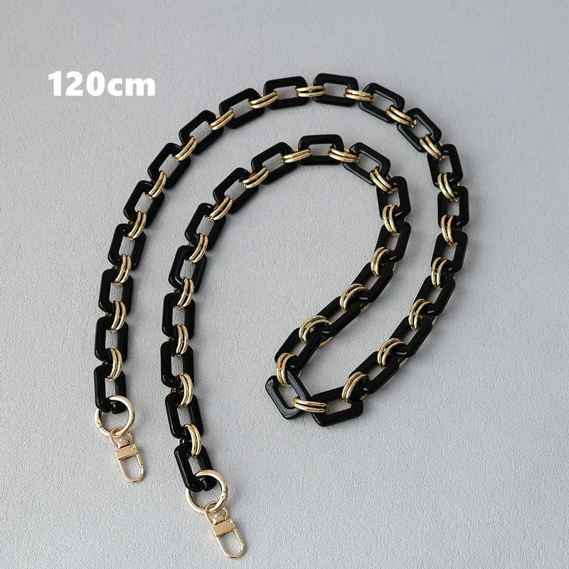Neue Mode Damen Taschenzubehör Abnehmbare Ersatzkette Schwarzer Einfarbiger Quadratischer Acryl-Luxusriemen Damen Schultergriff-Kette – Detail 24