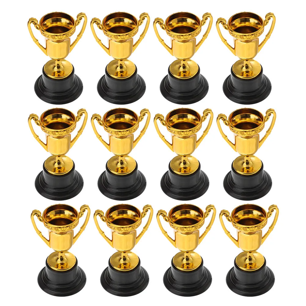 12Pcs Special Shaped Award Trophy Glossy Gold Finish Trophy Decor for Students Classroom Incentives Party Supplies Ceremony