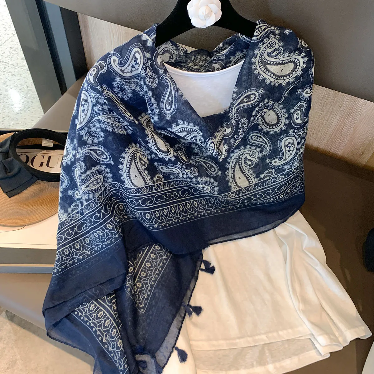 Shawl Cotton Linen New Chinese Style Minimalist Elegant Versatile Sun Protection Wrap Scarf for Women Spring Summer Daily Gift
