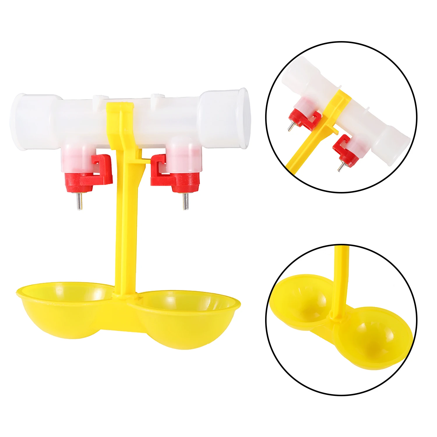 2Pcs Chicken Water Double Nipple Drinker Hanging Cups Ball Nipple Drinkers Plastic Chicken Equipments Bird Quail Feeders