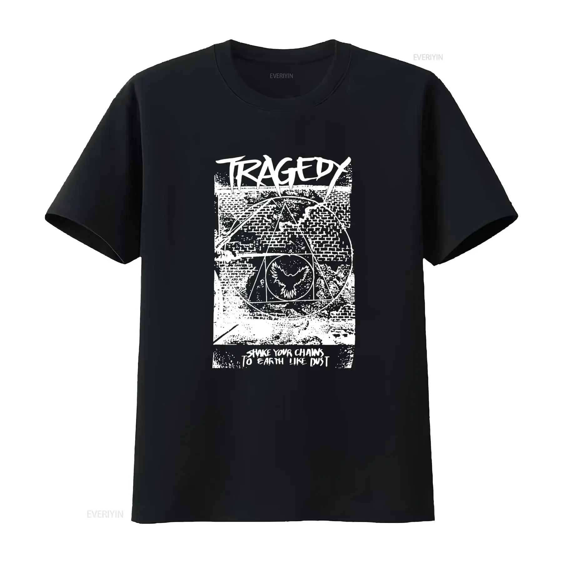 Tragedy Shake Your Chains To Earth Like Dust T Shirt vintage Washed Slightly graphic Top For Everyday Wear Stylish Breathable