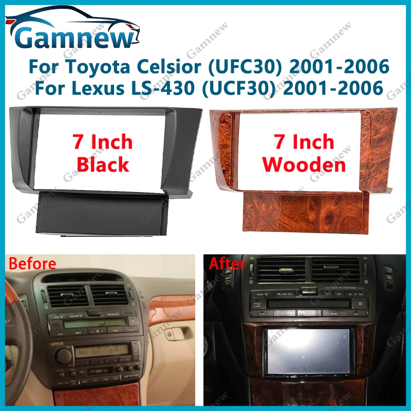 

7 inch 2DIN Car Fascia Radio Panel For Toyota Celsior Lexus LS-430 2001-2006 Frame Kit Install Facia Face Plate