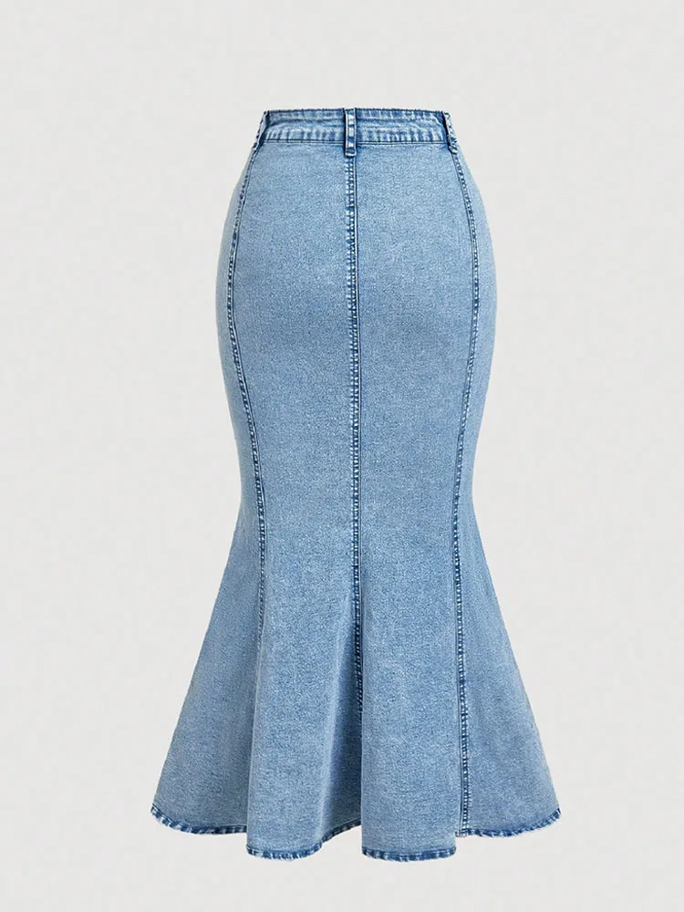 2026 New Women's Denim Mermaid Skirt Classic Temperament Slimming High Waist Jean Skirts Summer Sexy Fashion Mid-Length Skirts