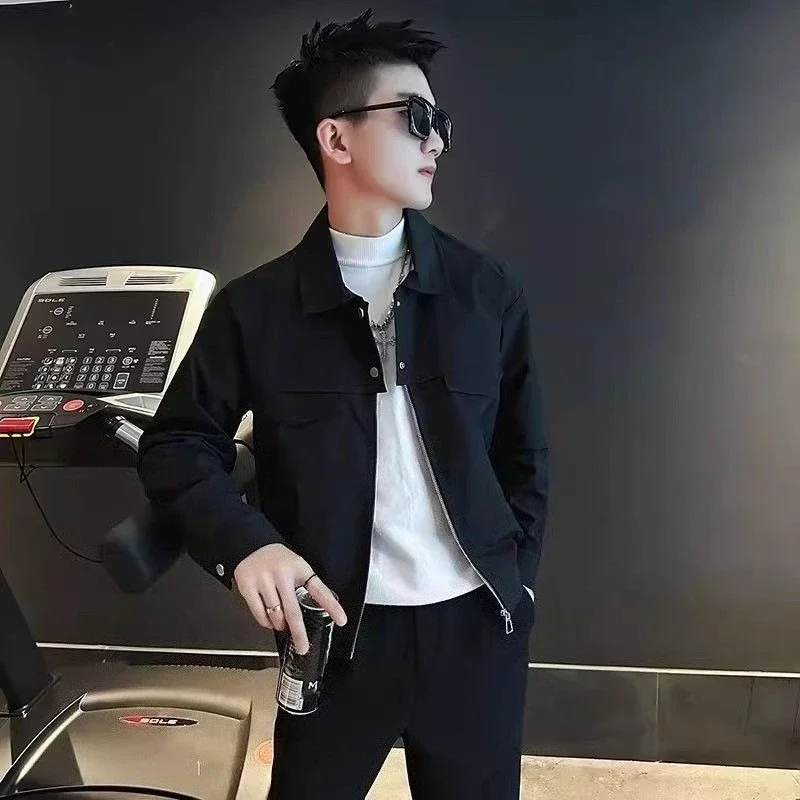 

Men's Korean Trendy Cargo Jacket Short Collared Stylish Minimalist High Quality Spring Autumn Outerwear