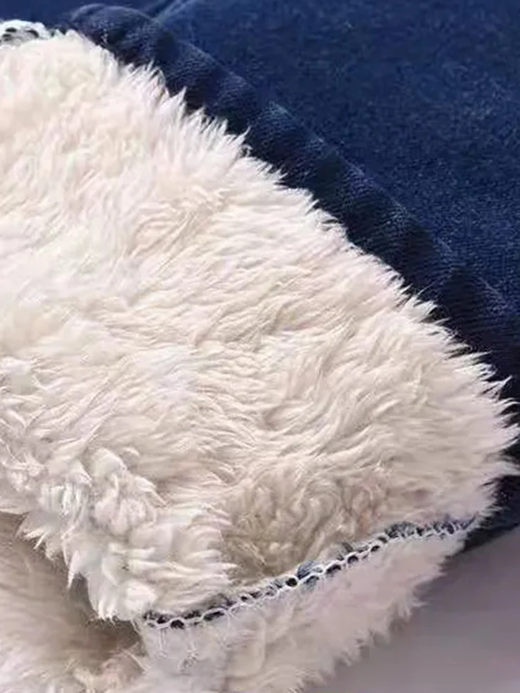 Skinny Lambwool Lined Warm Pencil Jeans Fall Winter Women High Waist  Denim Pants Casual Plush Snow Wear New Vaqueros