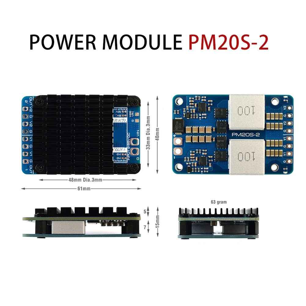 # Best Choice Power Module PM20S-2 9V-85V DC In 4-20S Lipo With Two Self-Contained Step-Down Voltage Regulators For RC FPV Drone