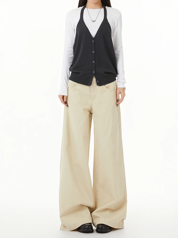 

FKUG Embroidered Wide Leg Denim Jeans Women's Casual Loose Slimming Floor-Length Straight Leg Pants Spring 2026 New Sle