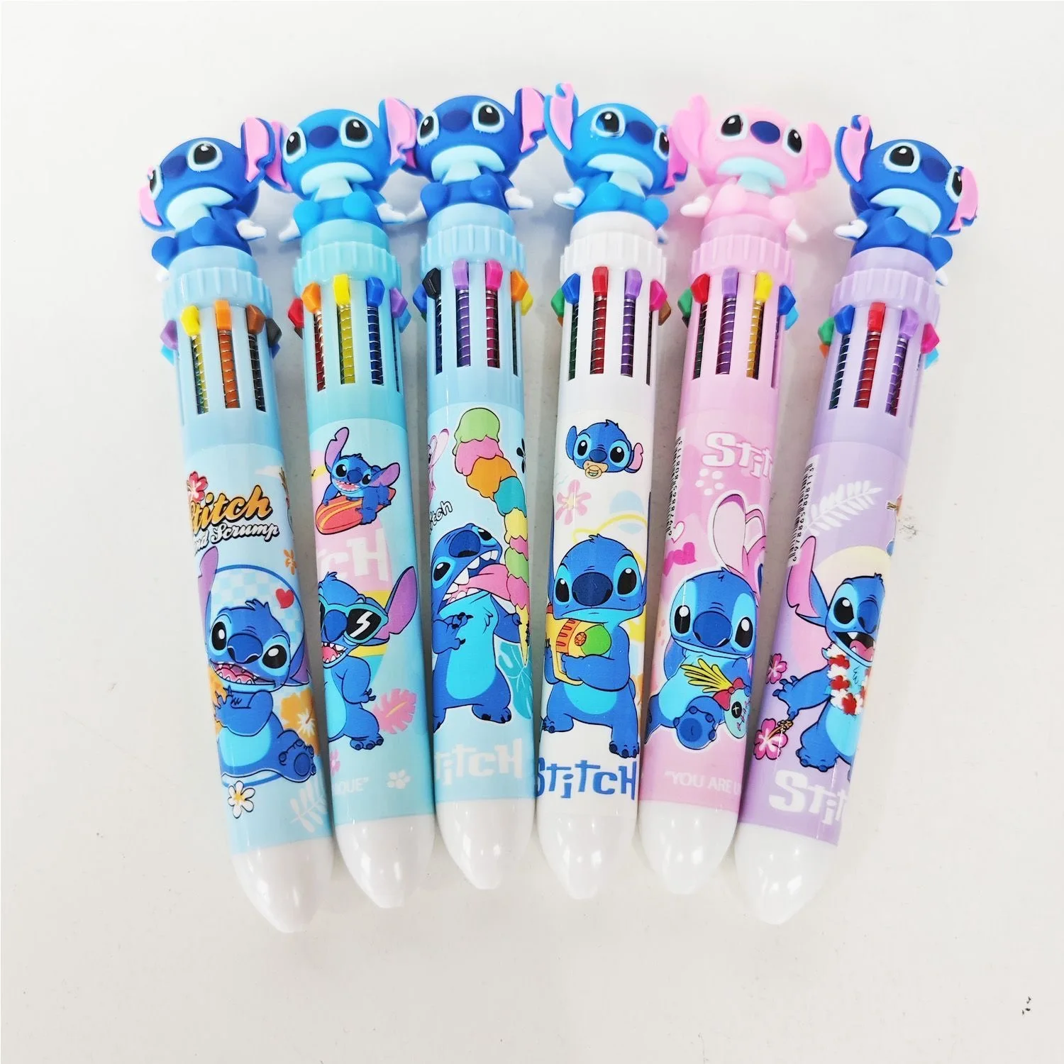 

Disney cartoon Stitch Kuromi ballpoint pen cute multicolor gel pen student stationery ten color press pen