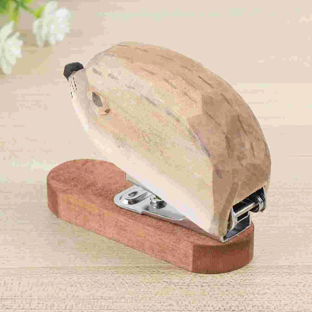 Student Stationery Animals Manual Stapling Machine Wooden Book Sewer Decor Portable Stapler Desktop