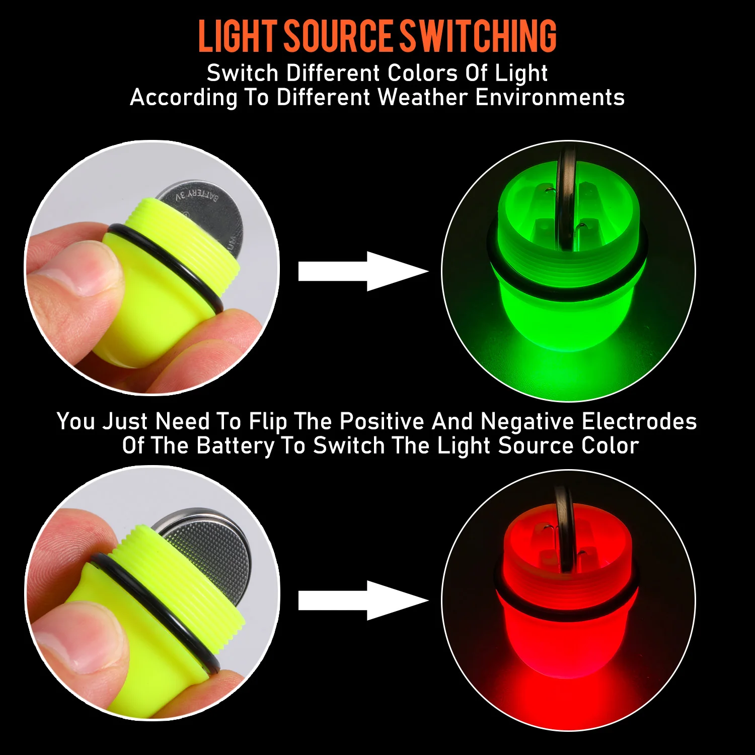 Sougayilang Luminous Fish Floats 2Pcs with 6 Size Options made from High Density Foam for 30-100g Buoyancy Fishing Pesca